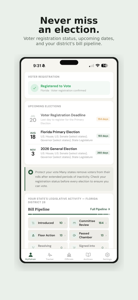 Never miss an election.